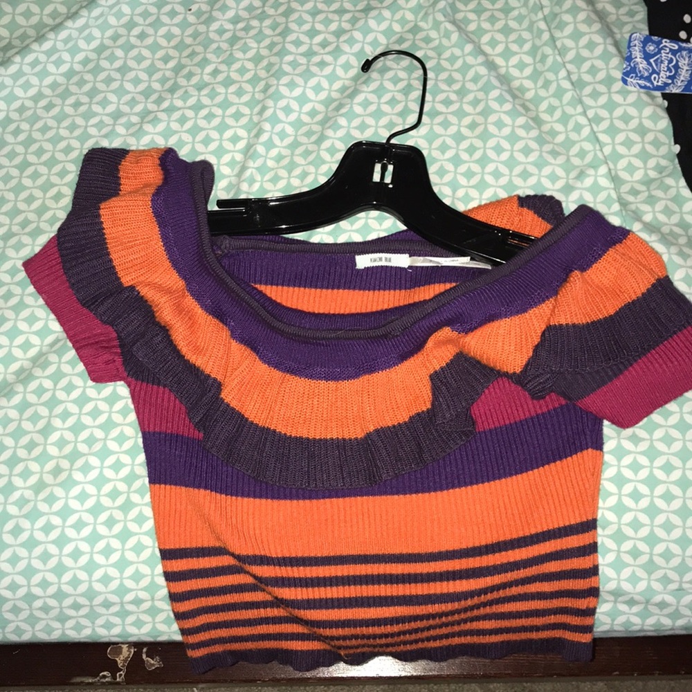 urban outfitters  sweater off the shoulder crop
